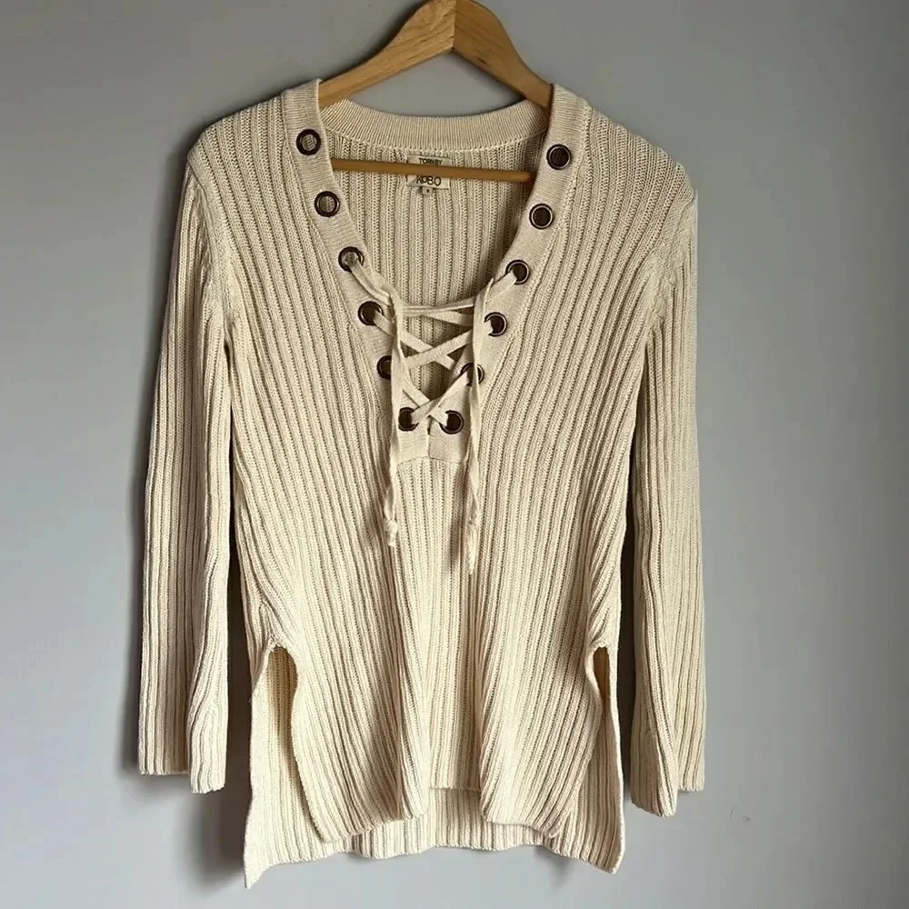 Torn by Ronny Kobo Cream Lace Sweater